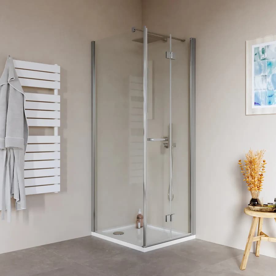 Box doccia 80x75 cm a soffietto vetro anticalcare trasparente profilo cromo 195h - Flexy