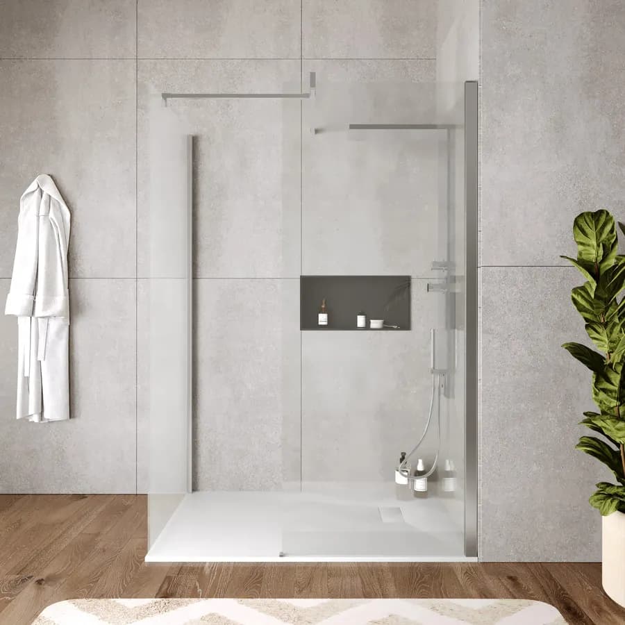Box doccia walk-in due lati 80x80 cm vetro anticalcare trasparente e profilo cromo 200h - Keep
