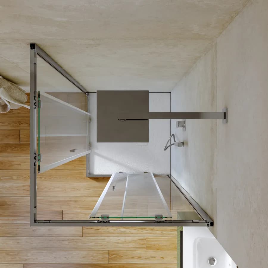 Box doccia 80x80 cm angolare scorrevole con vetro slim trasparente e profilo cromo 195h - Glide