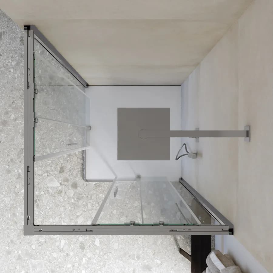 Box doccia 80x80 cm angolare scorrevole con vetro trasparente e profilo cromo 195h - Silent