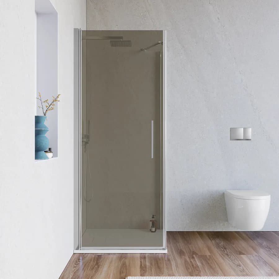 Box doccia 80x80 cm battente 80 cm con vetro temperato bronzato e profilo cromo 195h - Nilo