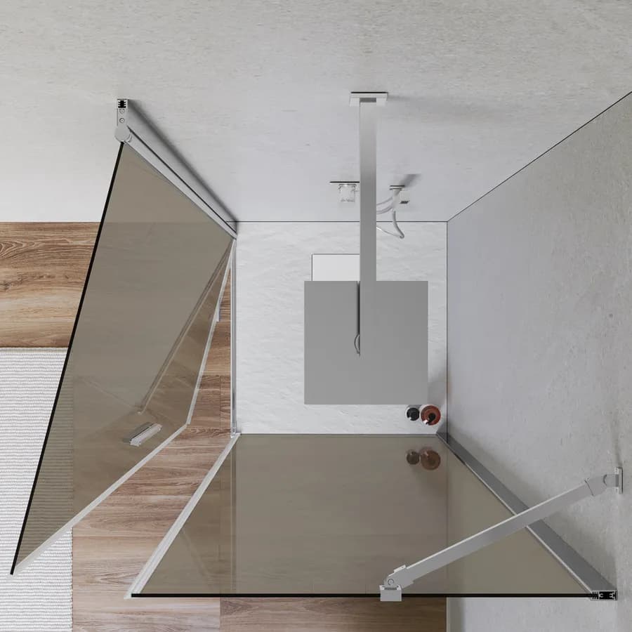 Box doccia 80x80 cm battente 80 cm con vetro temperato bronzato e profilo cromo 195h - Nilo