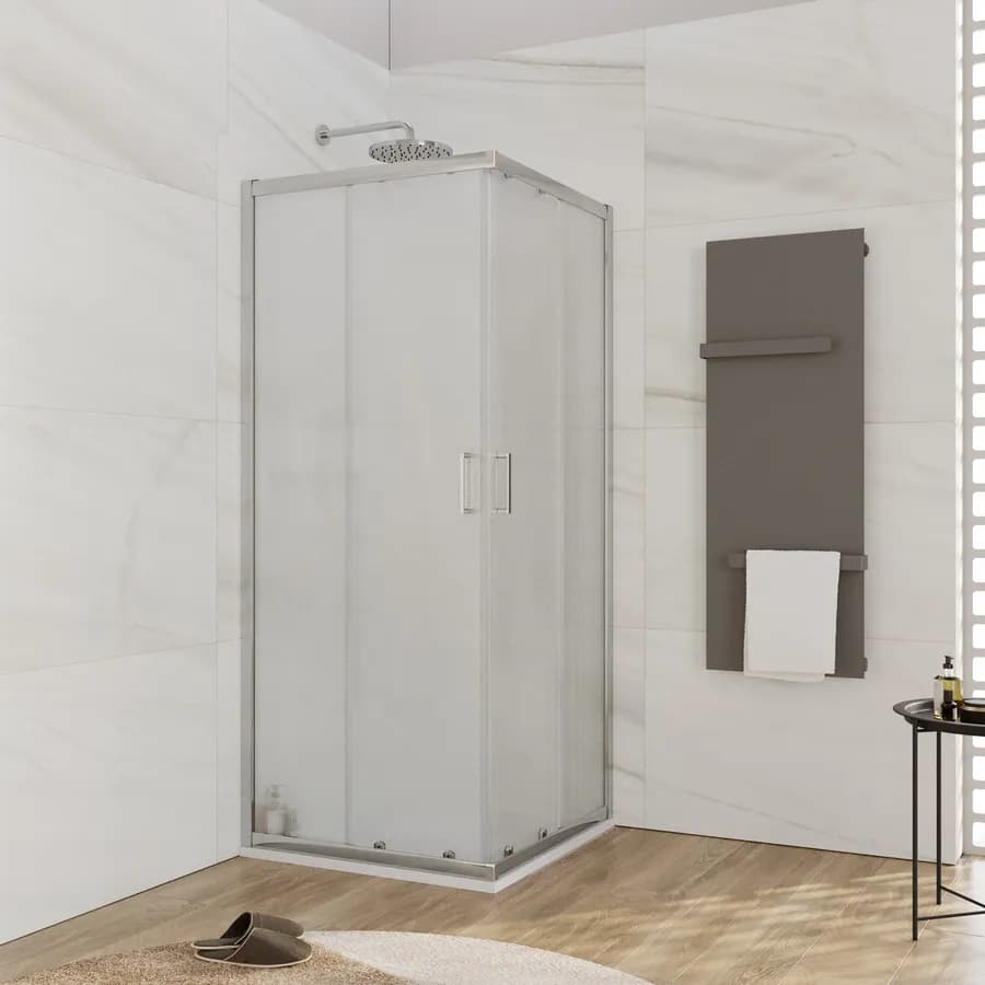 Box doccia 80x80 cm doppio scorrevole vetro temperato 6mm stampato 185h - Young