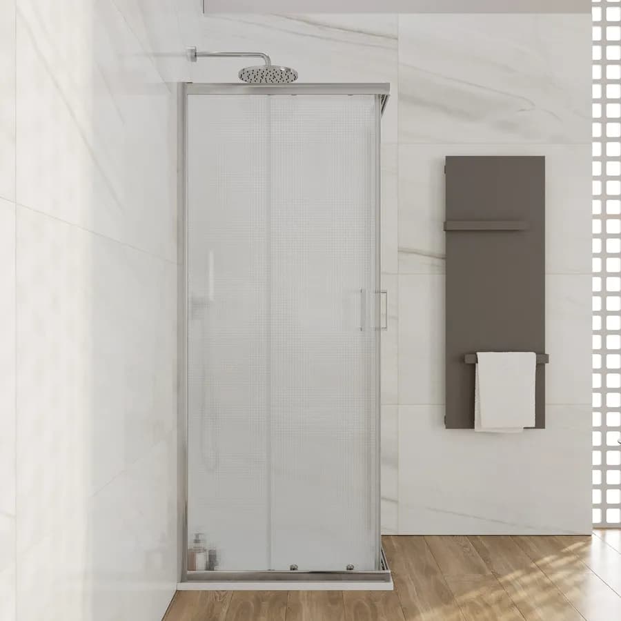 Box doccia 80x80 cm doppio scorrevole vetro temperato 6mm stampato 185h - Young
