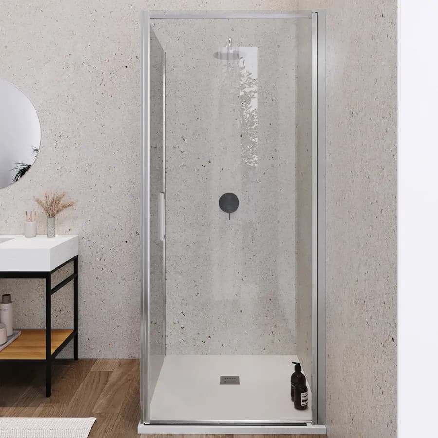 Box doccia 80X80 cm lato fisso specchiato con battente e profilo cromo 200h - Artego Duo