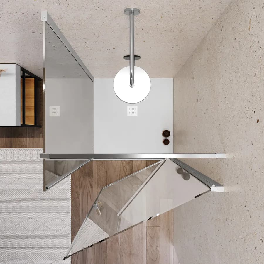Box doccia 80X80 cm lato fisso specchiato con battente e profilo cromo 200h - Artego Duo