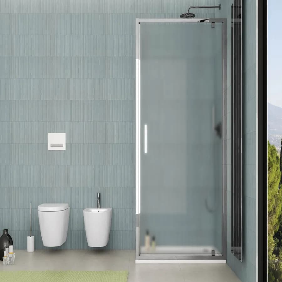 Box doccia 80x80 cm porta battente vetro opaco profilo cromo 195h - Moritz