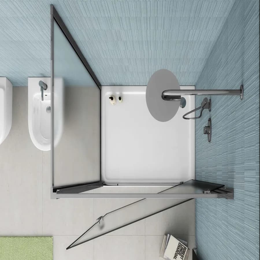 Box doccia 80x80 cm porta battente vetro opaco profilo cromo 195h - Moritz