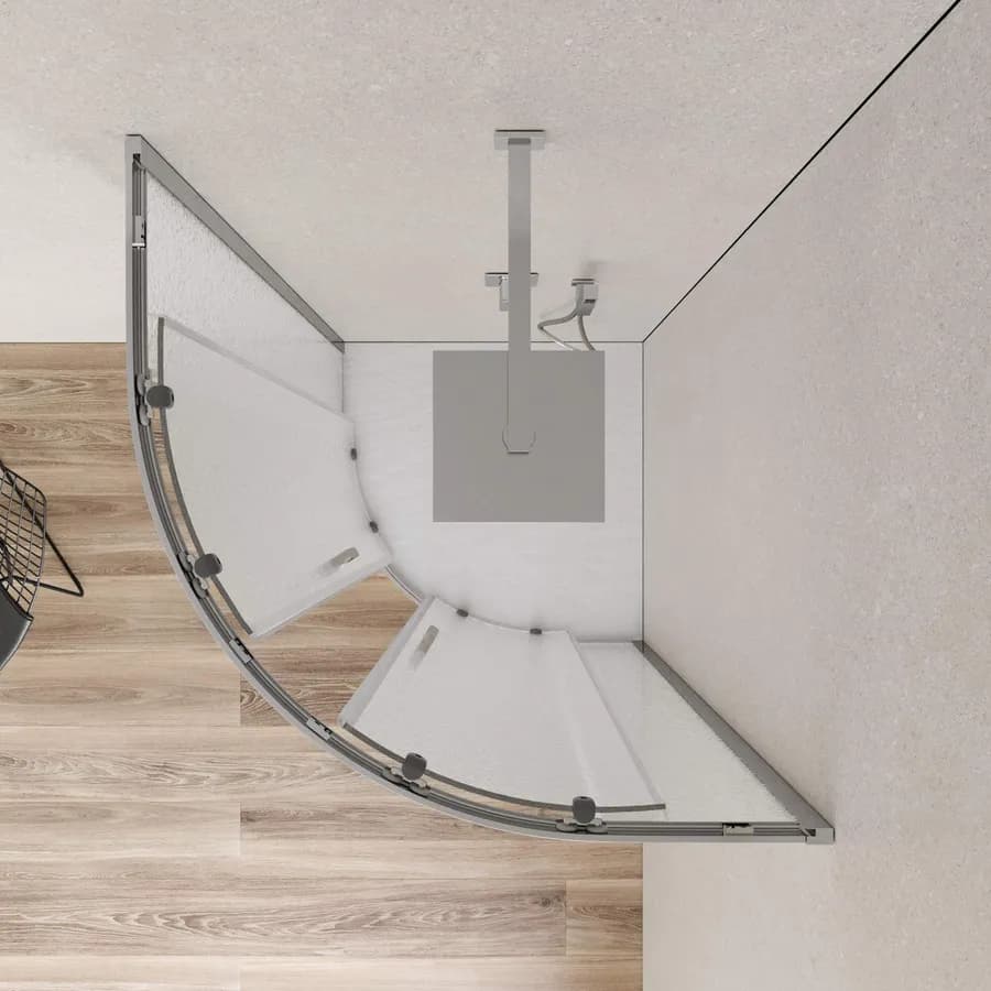 Box doccia semicircolare 80x80 cm scorrevole con vetro stampato e profilo cromo 200h - Skin