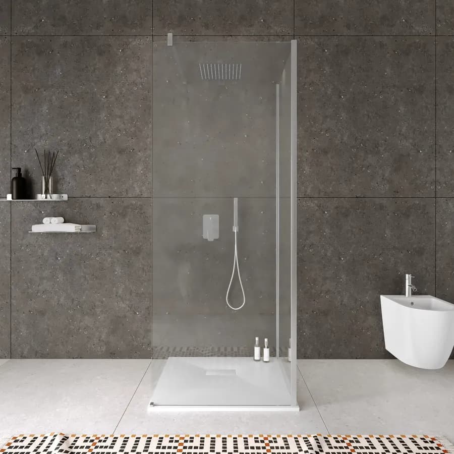 Box doccia walk-in 80x80cm angolare con vetro trasparente e profilo cromo 200h - Keep