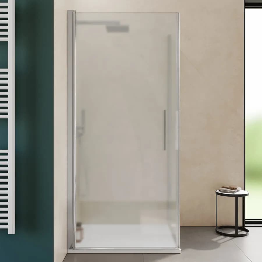Box doccia 80x90 cm doppio battente con vetro temperato opaco e profilo cromo 195h - Nilo