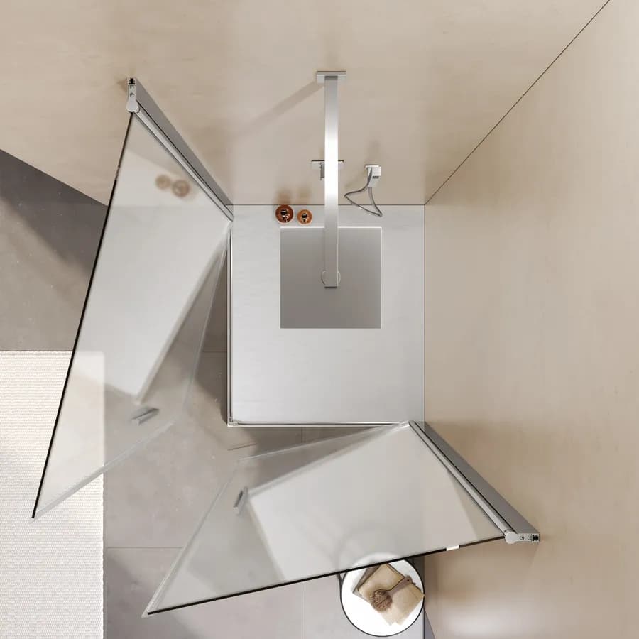 Box doccia 80x90 cm doppio battente con vetro temperato opaco e profilo cromo 195h - Nilo