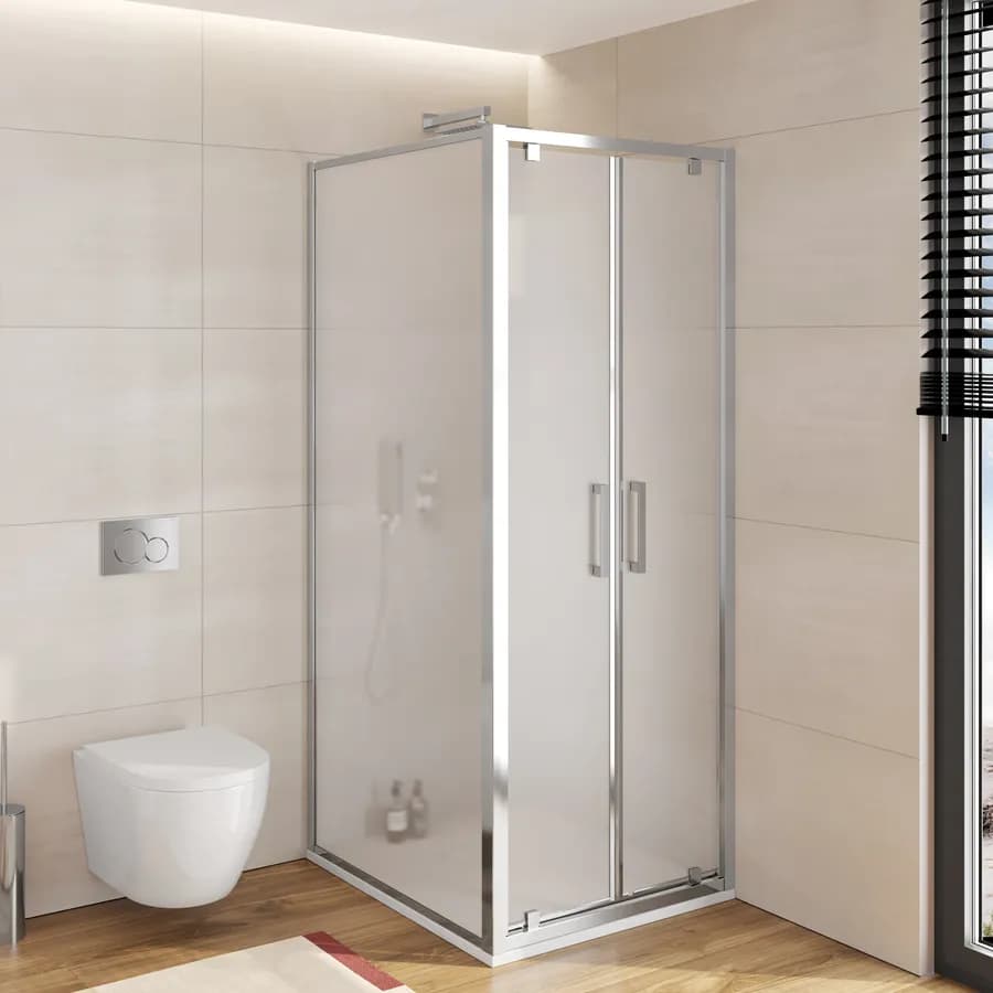 Box doccia 80x90 cm doppio battente vetro opaco profilo cromo 195h - Moritz