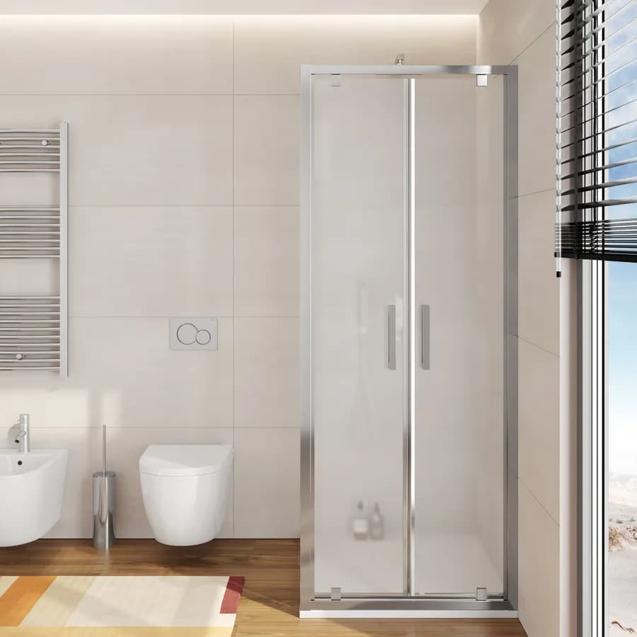 Box doccia 80x90 cm doppio battente vetro opaco profilo cromo 195h - Moritz