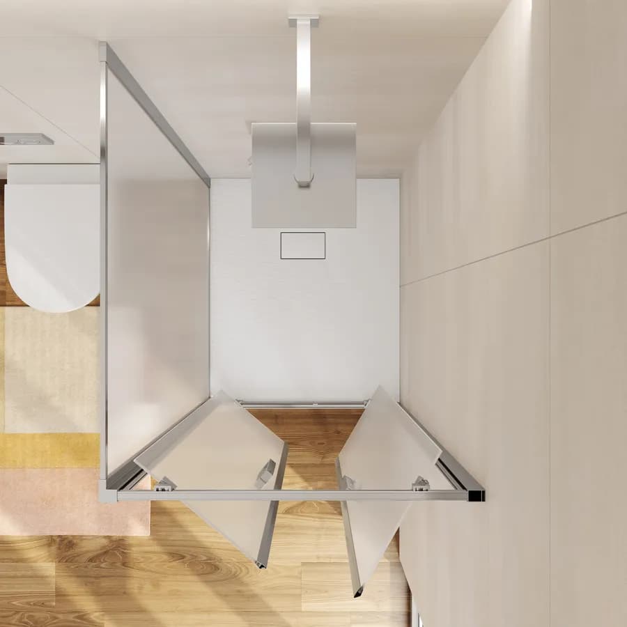 Box doccia 80x90 cm doppio battente vetro opaco profilo cromo 195h - Moritz