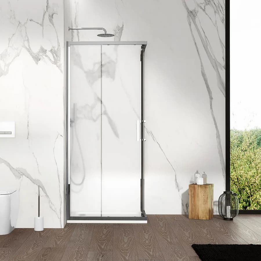 Box doccia 80x90 cm angolare scorrevole con vetro opaco profilo cromo 195h - Moritz