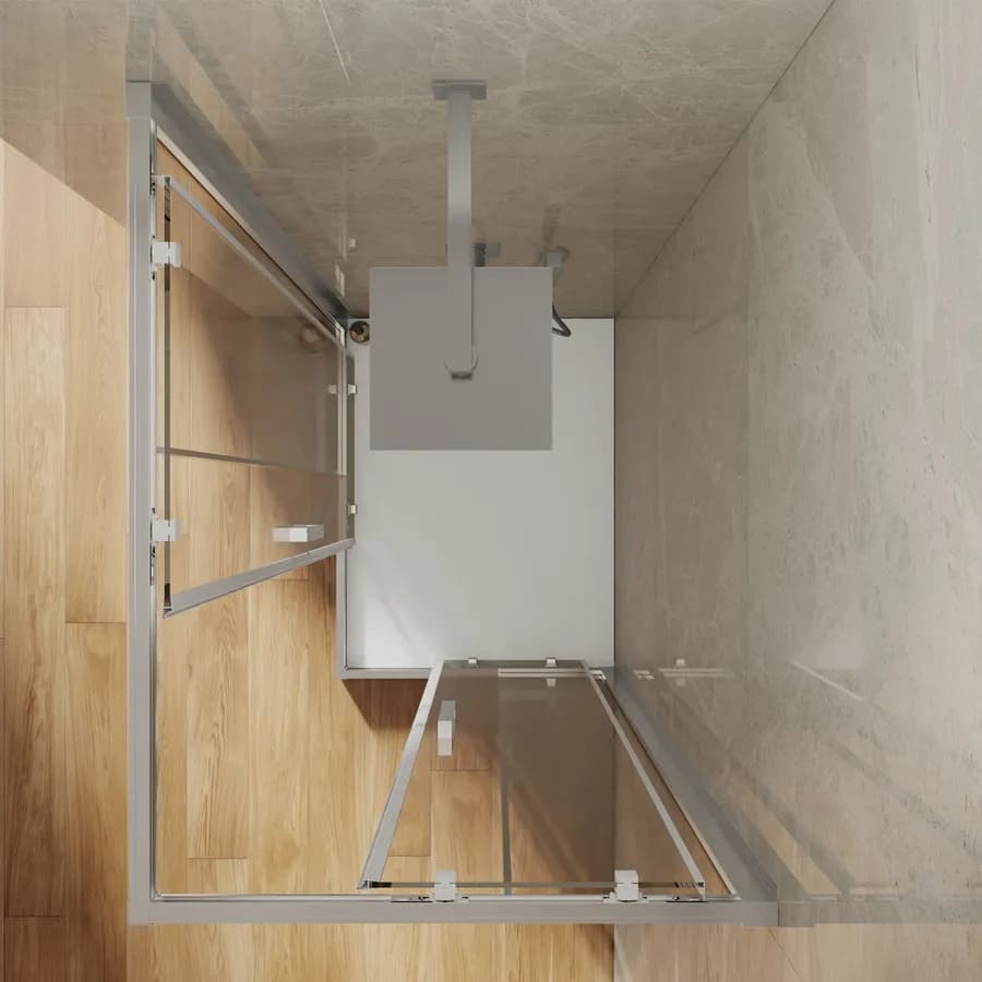 Box doccia 80x90 cm angolare scorrevole vetro trasparente anticalcare profilo cromo 195h - Moritz