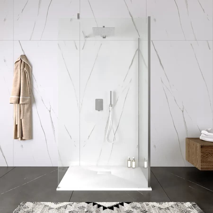 Box doccia walk-in 90x120 cm angolare con vetro trasparente e profilo cromo 200h - Keep