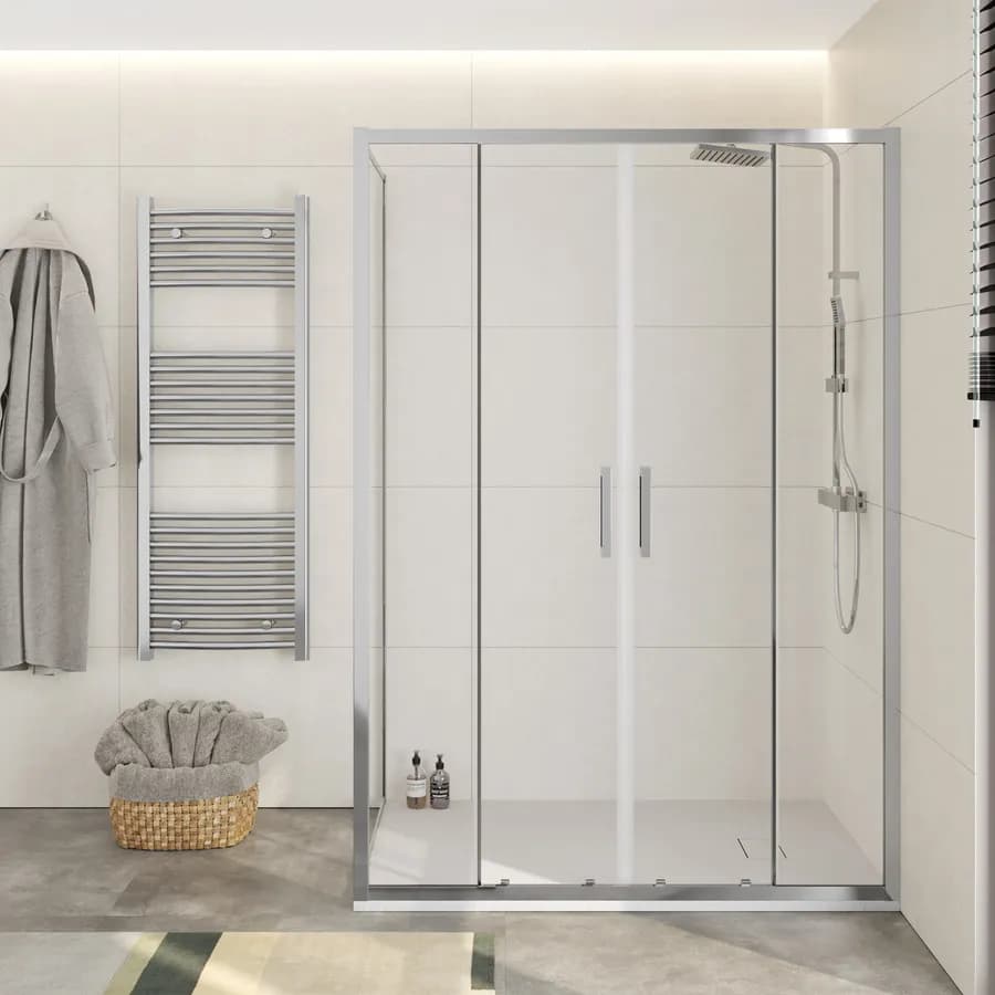Box doccia 90x140 cm doppio scorrevole vetro trasparente anticalcare profilo cromo 195h - Moritz