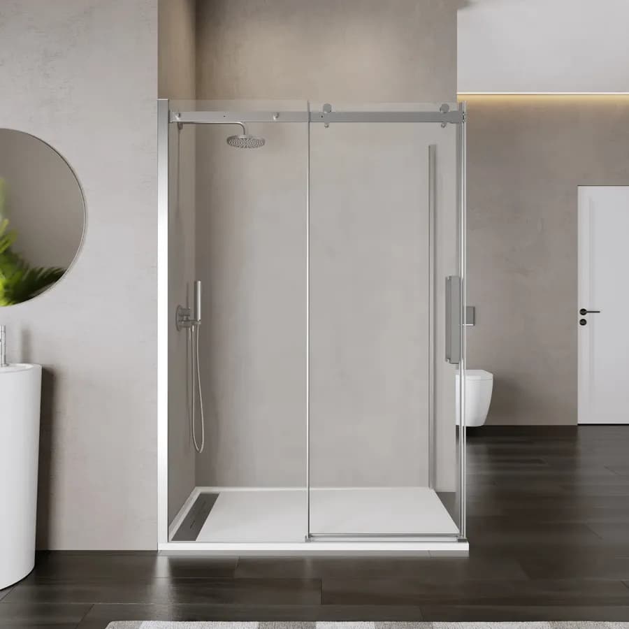 Box doccia 90x140 cm scorrevole in vetro anticalcare trasparente e profilo cromo 200h - Lucy