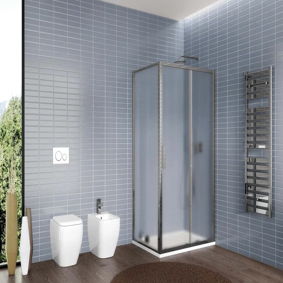 Box doccia 90x160 cm porta scorrevole vetro opaco profilo cromo 195h - Moritz