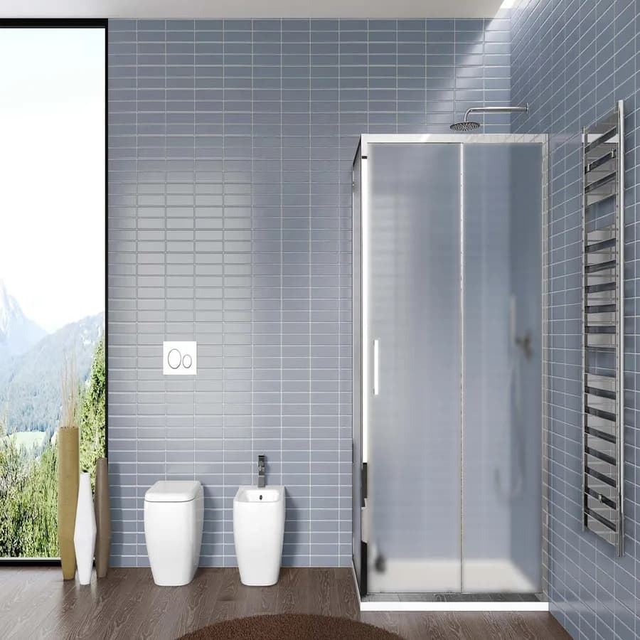 Box doccia 90x160 cm porta scorrevole vetro opaco profilo cromo 195h - Moritz