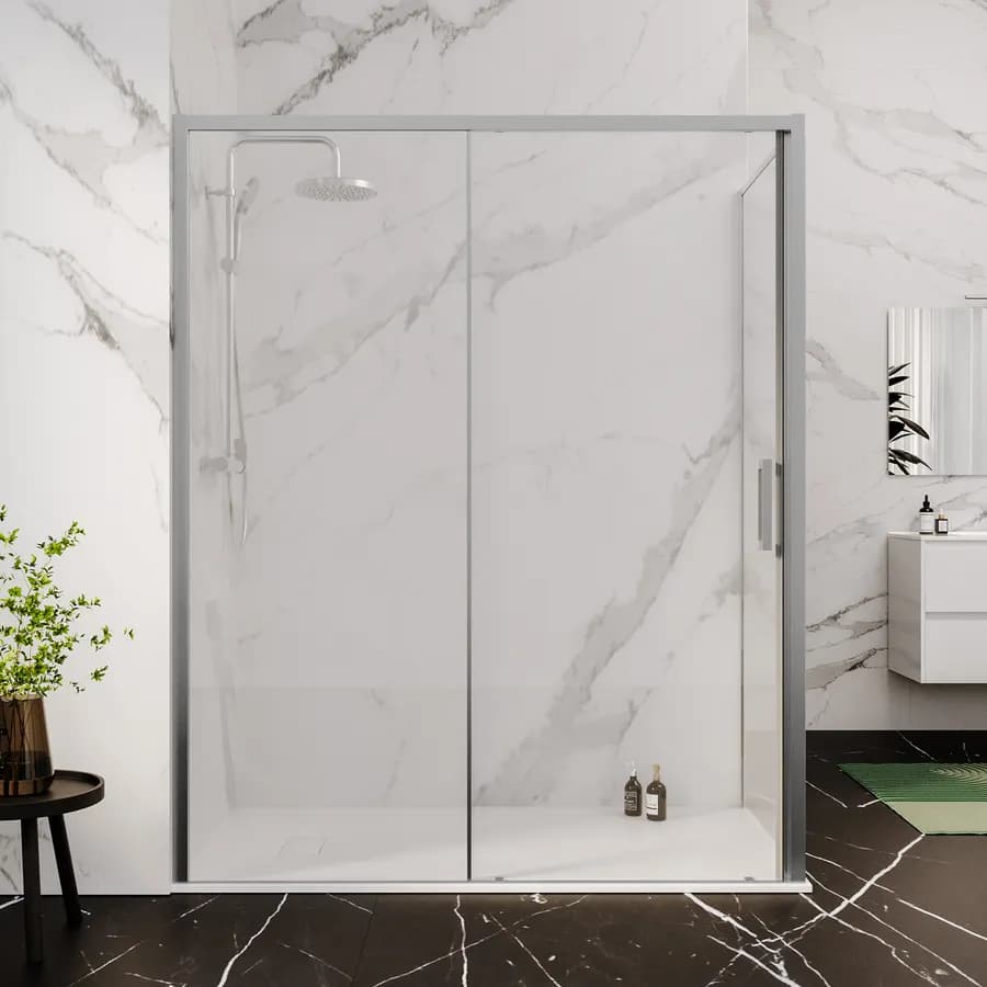 Box doccia 90x160 cm scorrevole vetro trasparente anticalcare profilo cromo 195h - Moritz
