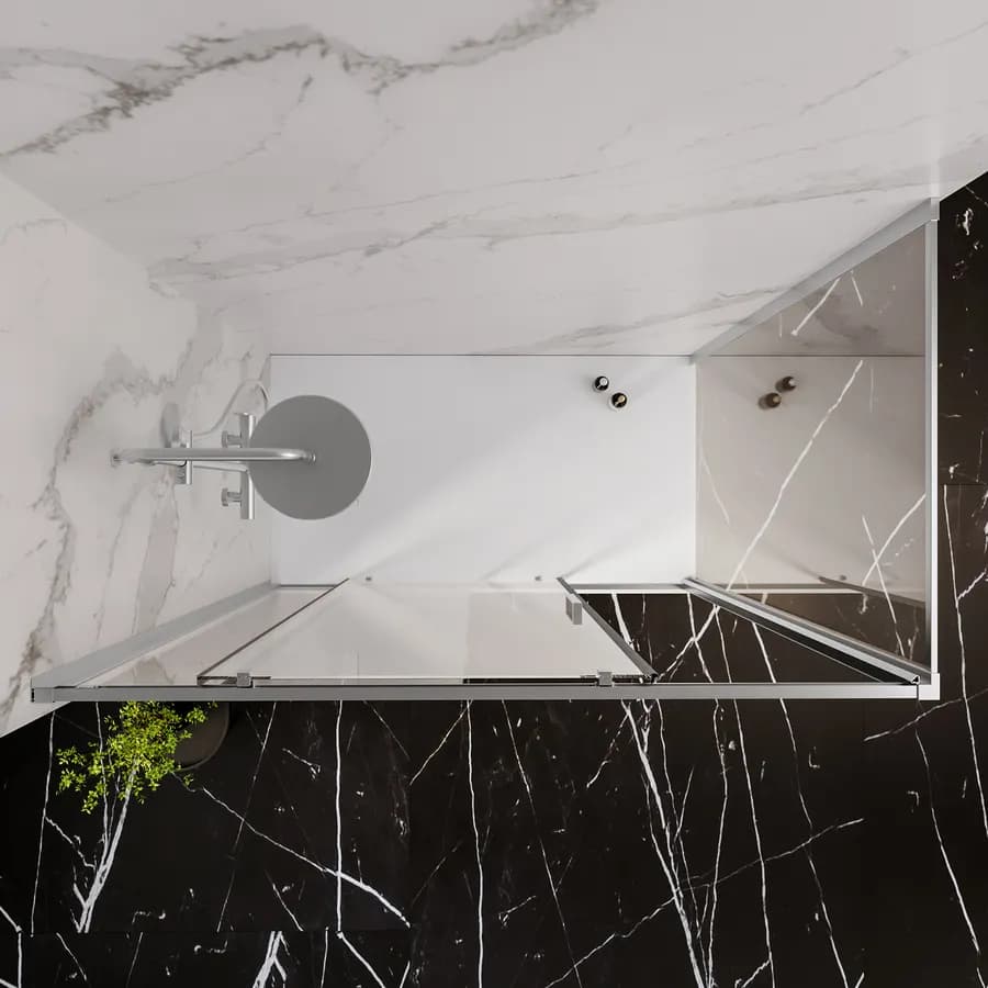 Box doccia 90x160 cm scorrevole vetro trasparente anticalcare profilo cromo 195h - Moritz