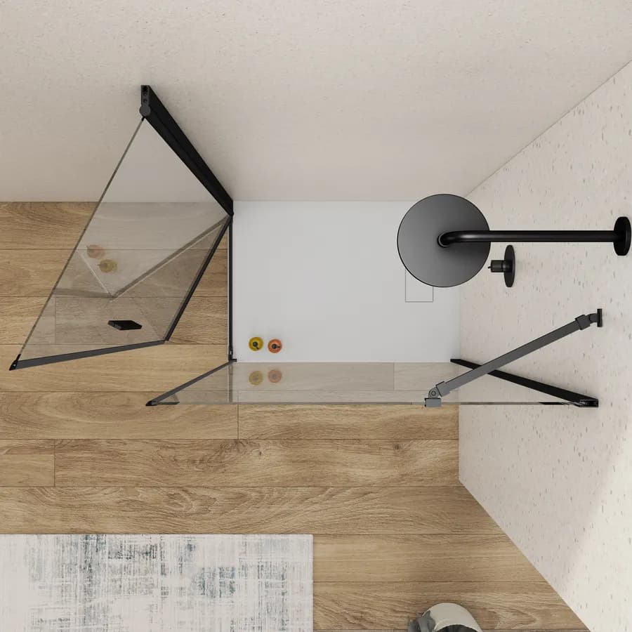 Box doccia 90x70 cm battente in vetro temperato trasparente con profilo nero 195h - Nilo
