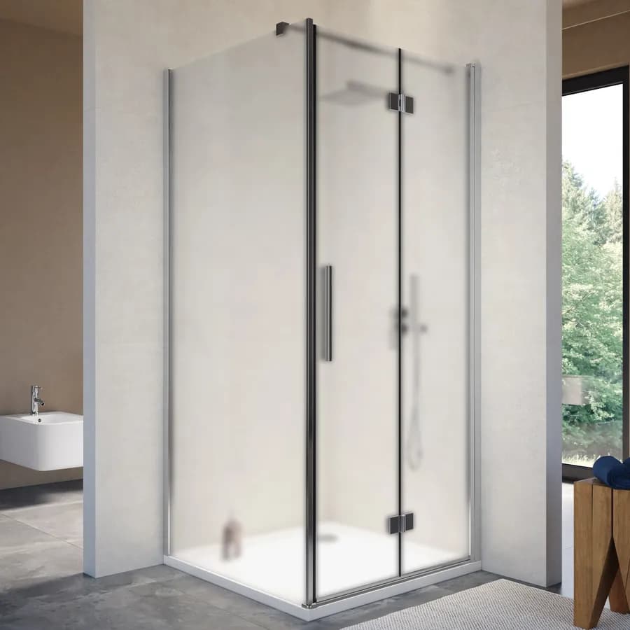 Box doccia 90x90 cm a soffietto in vetro anticalcare opaco profilo cromo 195h - Flexy