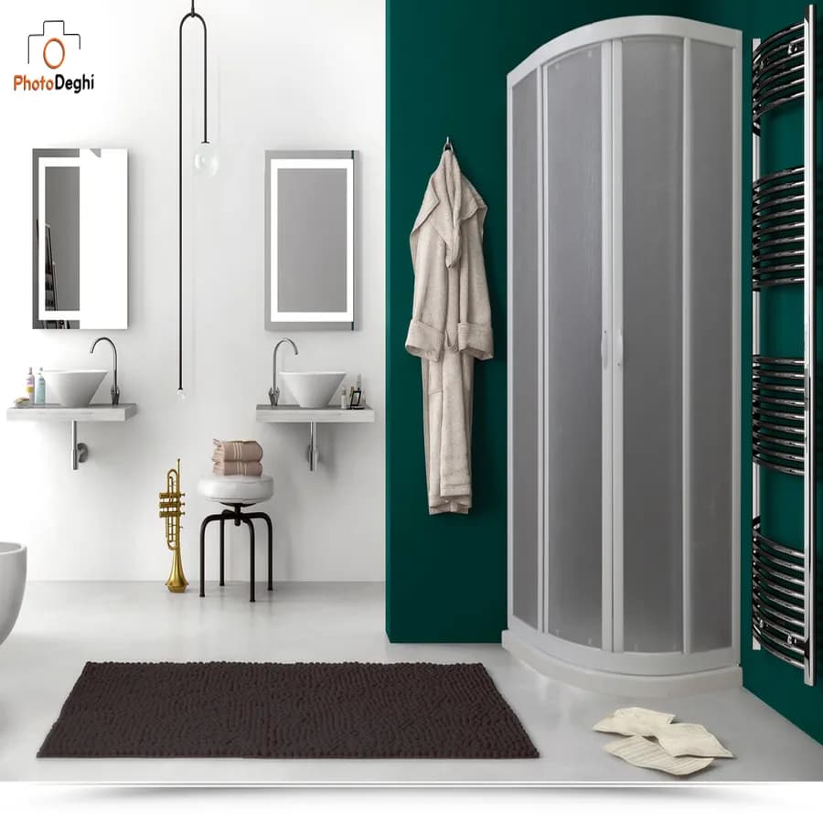 Box doccia 90x90 cm pannello acrilico semicircolare struttura pvc e apertura scorrevole