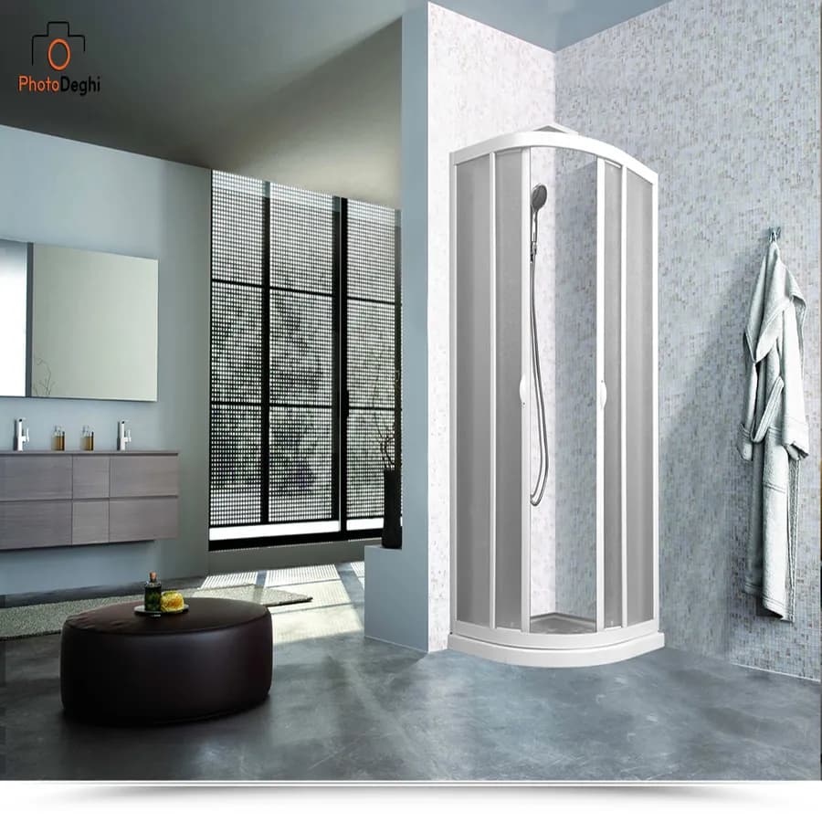 Box doccia 90x90 cm pannello acrilico semicircolare struttura pvc e apertura scorrevole
