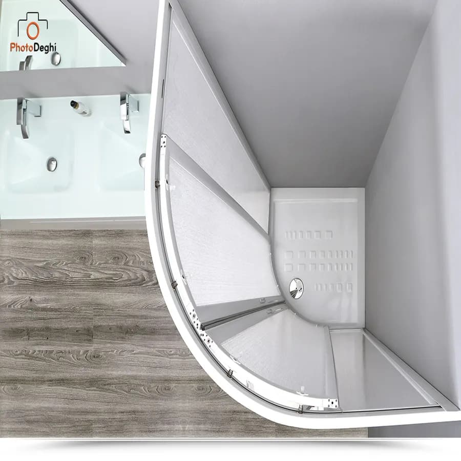 Box doccia 90x90 cm pannello acrilico semicircolare struttura pvc e apertura scorrevole