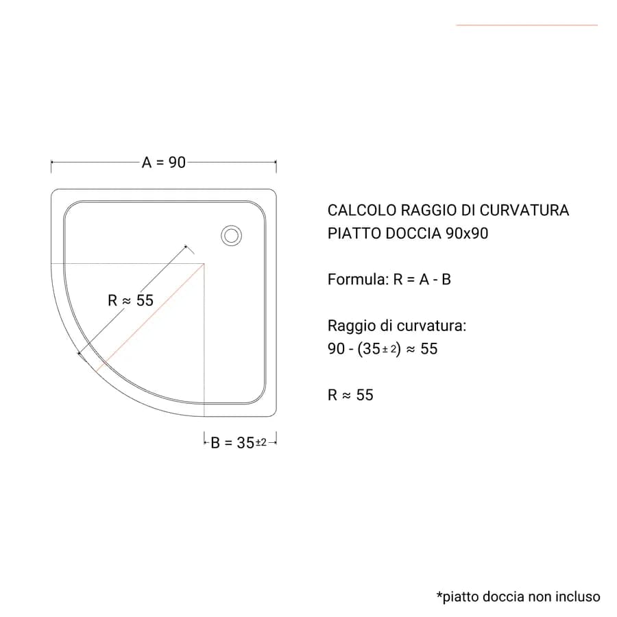 Box doccia 90x90 cm pannello acrilico semicircolare struttura pvc e apertura scorrevole