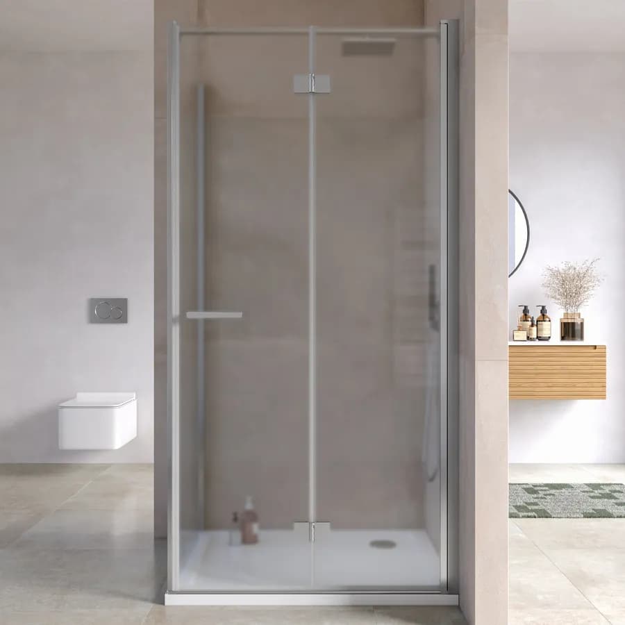 Box doccia 95x100 cm a soffietto vetro anticalcare opaco profilo cromo 195h - Flexy