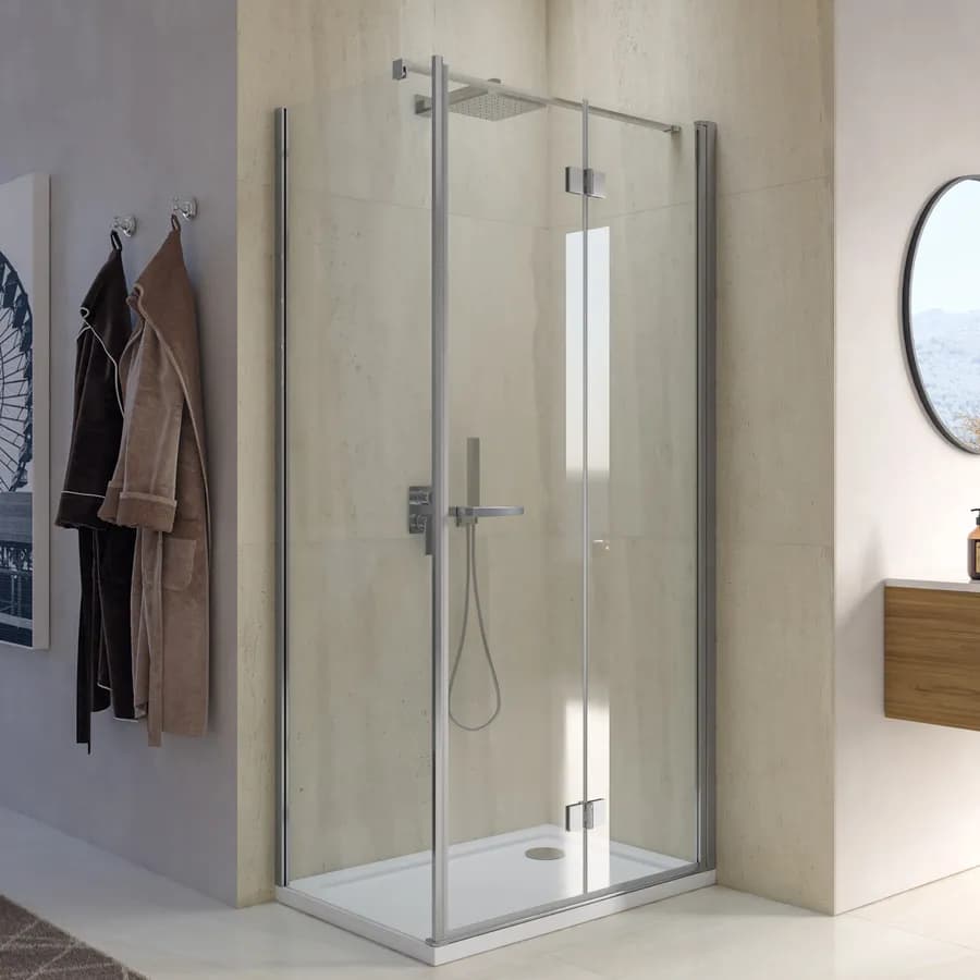 Box doccia 65x95 cm a soffietto vetro anticalcare trasparente profilo cromo 195h - Flexy