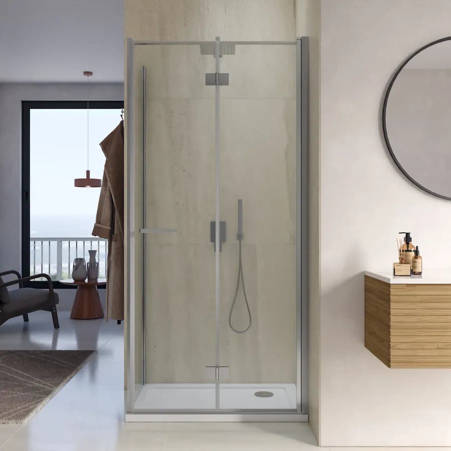 Box doccia 65x95 cm a soffietto vetro anticalcare trasparente profilo cromo 195h - Flexy