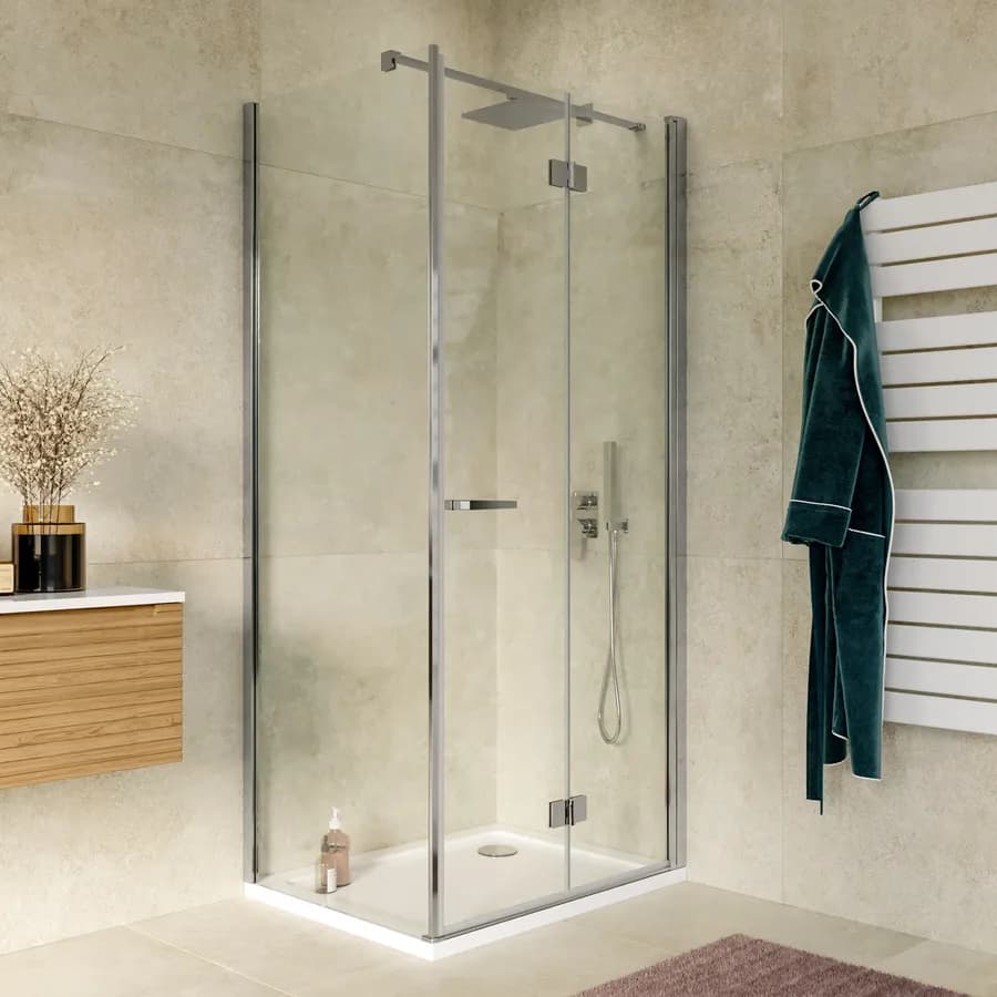 Box doccia 75x95 cm a soffietto vetro anticalcare trasparente profilo cromo 195h - Flexy