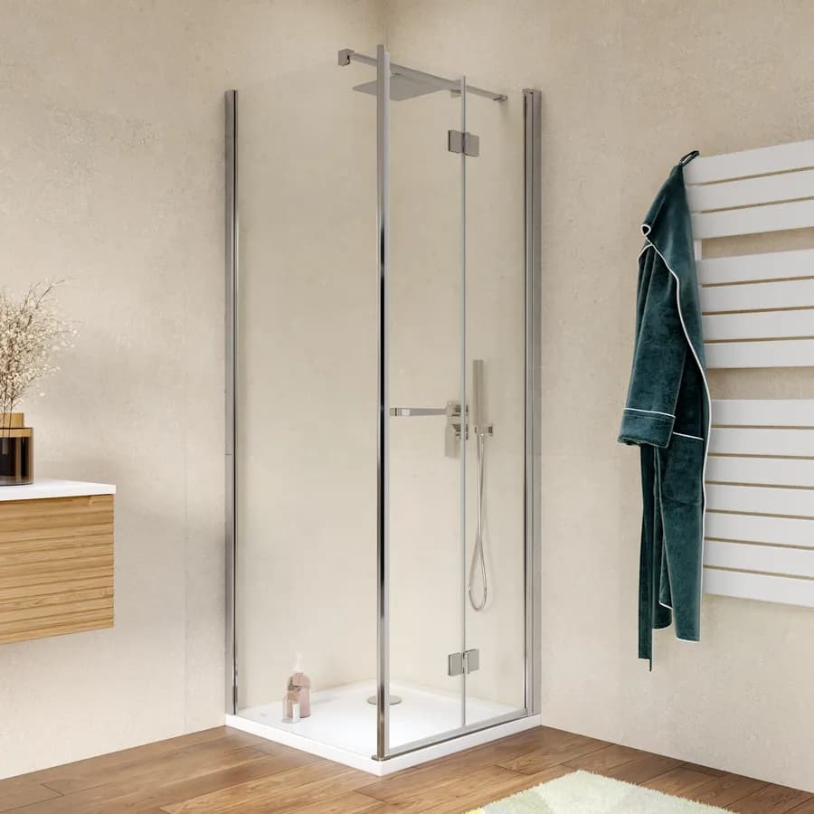 Box doccia 70x70 cm a soffietto vetro anticalcare trasparente profilo cromo 195h - Flexy