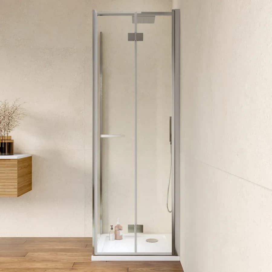 Box doccia 70x70 cm a soffietto vetro anticalcare trasparente profilo cromo 195h - Flexy