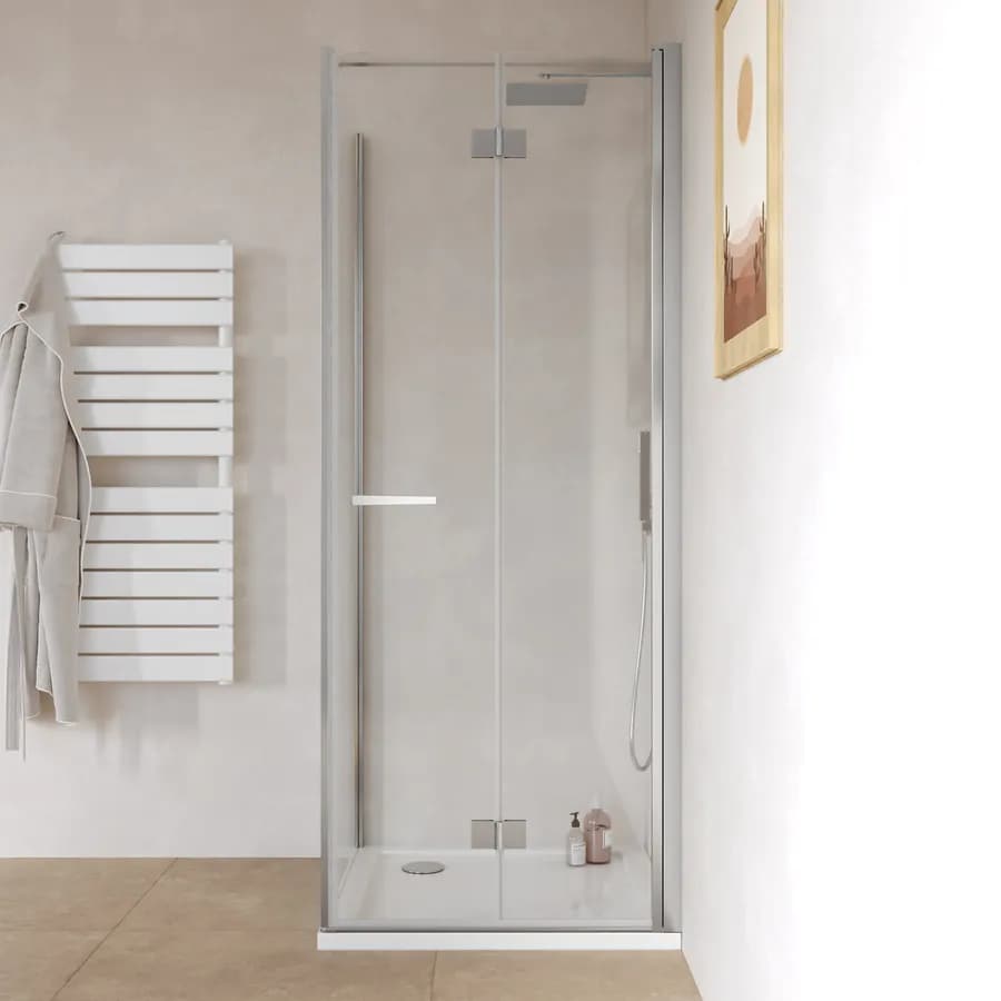 Box doccia 80x80 cm a soffietto vetro anticalcare trasparente profilo cromo 195h - Flexy