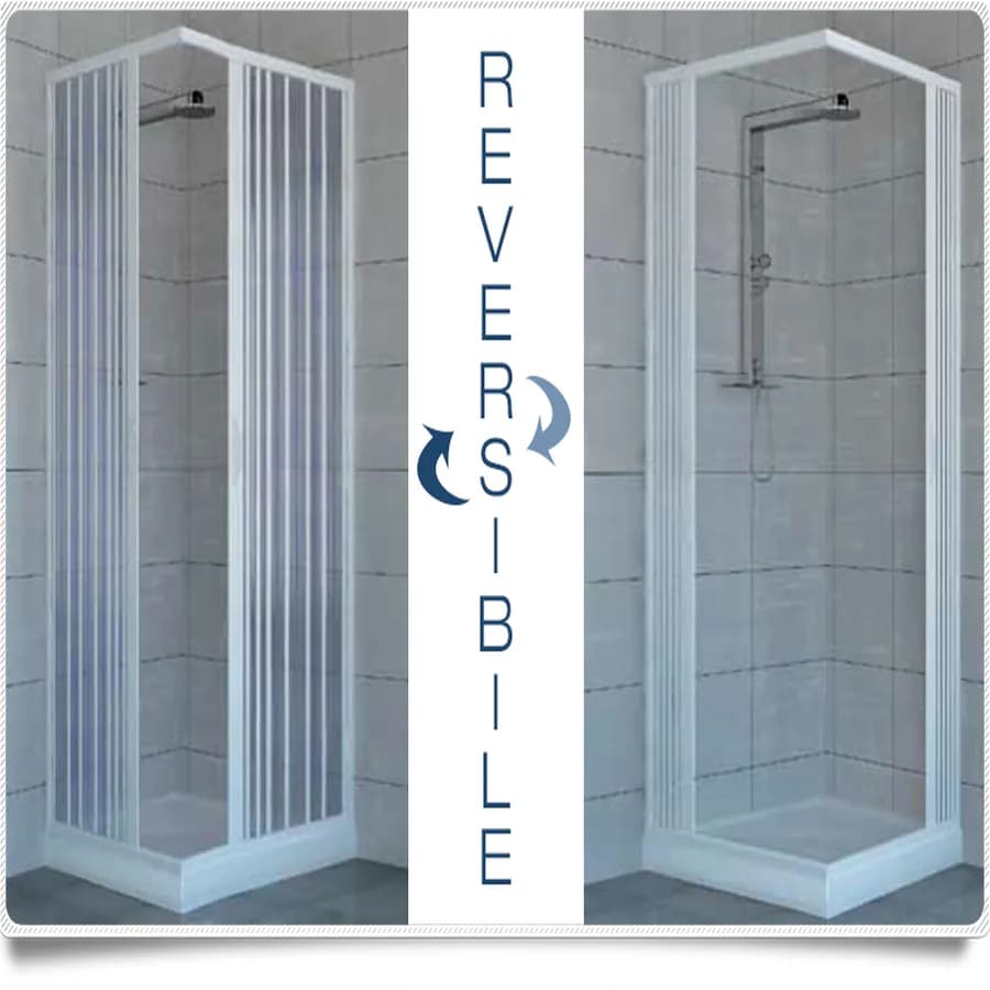 Box doccia a soffietto rettangolare in acrilico 80x100 cm riducibile a 70x90 cm