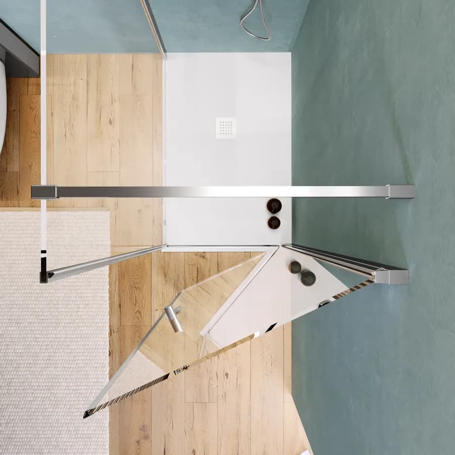 Box doccia 120X80 cm battente con vetro anticalcare trasparente e profilo cromo 200h - Artego