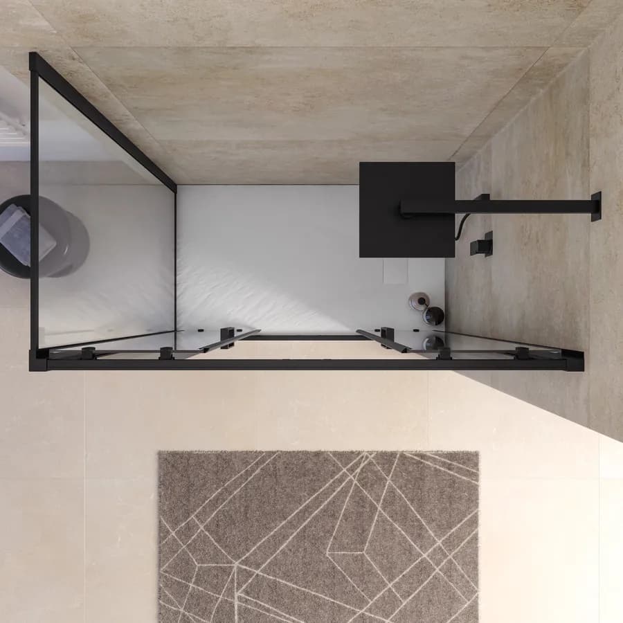 Box doccia angolare 65x125 cm scorrevole 4 ante anticalcare telaio nero - Naomi