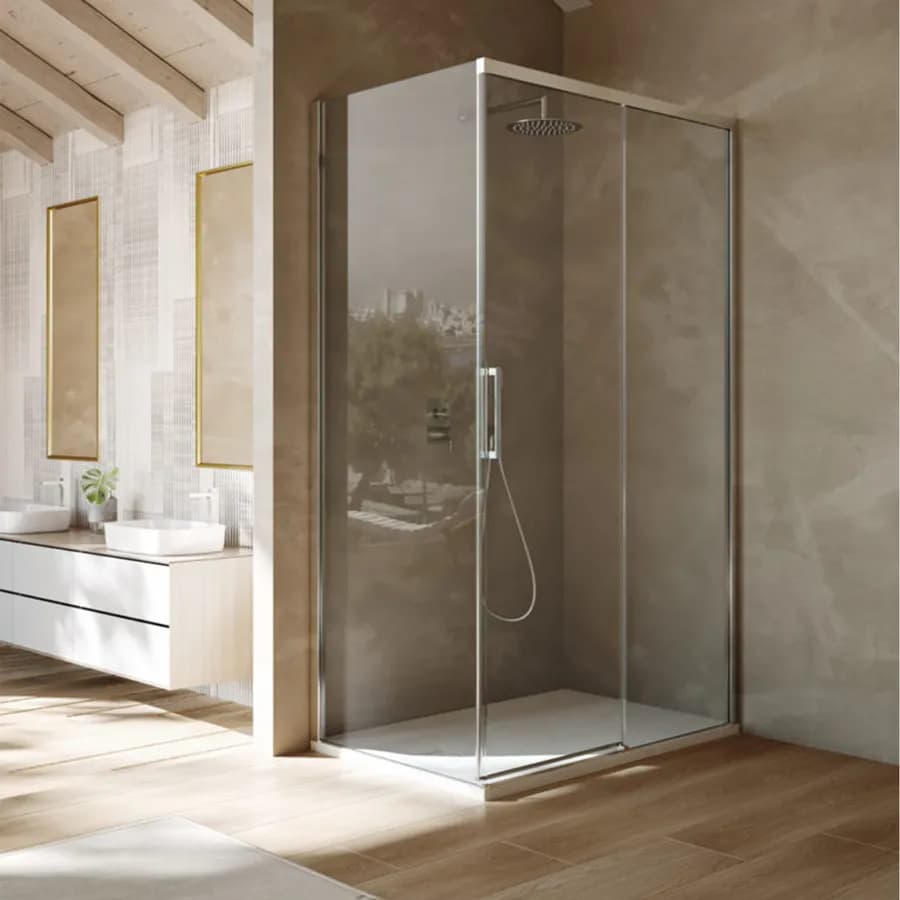 Box doccia angolare 140x80 cm scorrevole dx cristallo anticalcare 200h cromo - Garbo