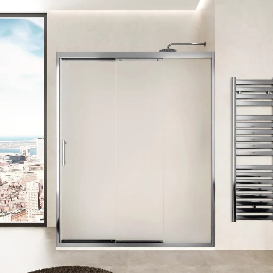 Box doccia 140x80 cm scorrevole verso dx 3 ante anticalcare opaco e profilo cromo 195h - Teknic