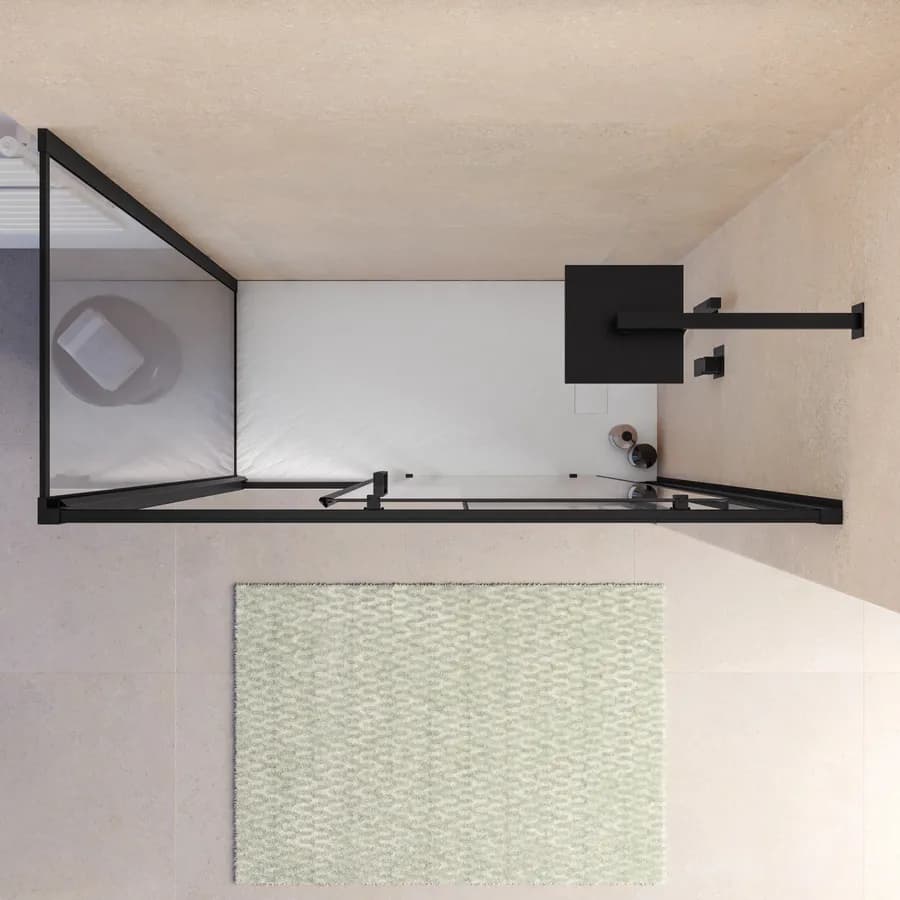 Box doccia angolare 65x145 cm scorrevole anticalcare telaio nero - Naomi