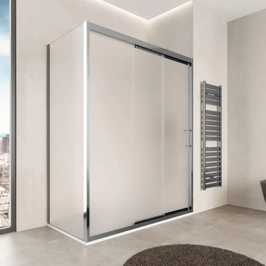 Box doccia 160x70 cm scorrevole verso sx 3 ante anticalcare opaco e profilo cromo 195h - Teknic