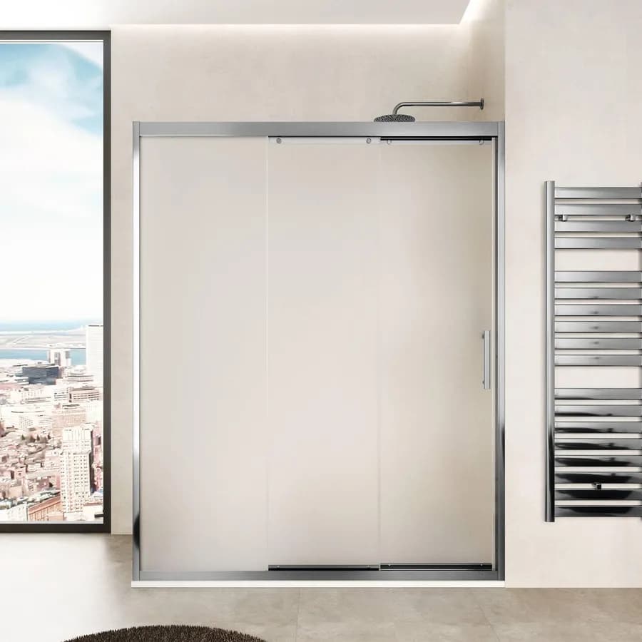 Box doccia 160x70 cm scorrevole verso sx 3 ante anticalcare opaco e profilo cromo 195h - Teknic