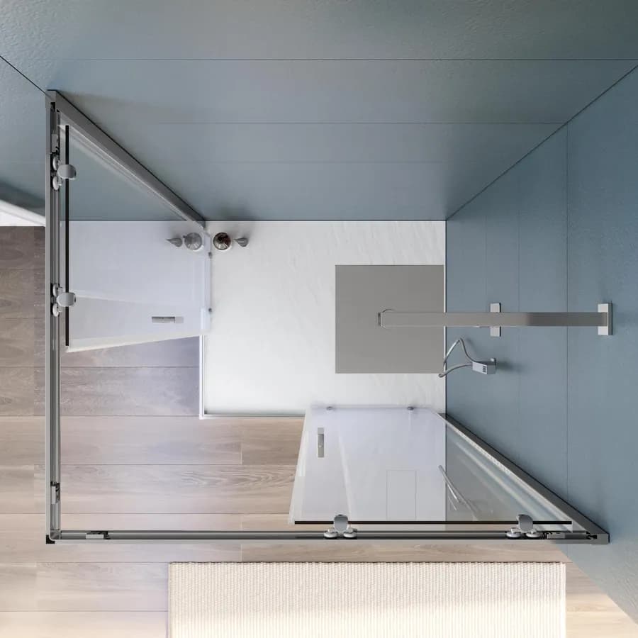 Box doccia 70x100 cm angolare scorrevole con vetro trasparente e profilo cromo 200h - Skin